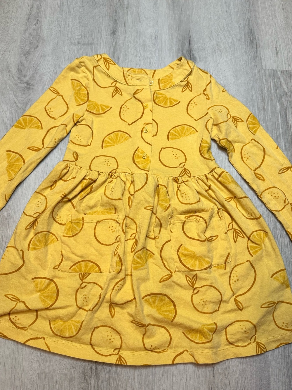 Kids - 3 for $10 - Yellow Lemon-Print Long Sleeve Kids Dress